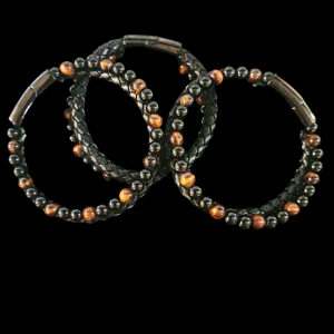 Red Tiger eye, obsidian with leather bracelet