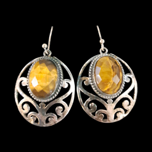 Tiger Eye Oval Earring Sterling Silver